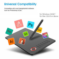 VEIKK A15 10x6 pulgadas 5080 LPI tableta grá...