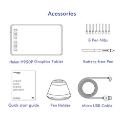 HUION Inspiroy Series H950P 5080LPI Tableta gráfica de dibujo