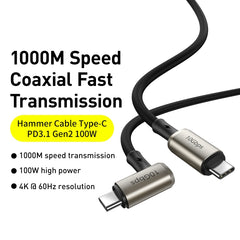 Baseus CATPN-01 1.5m Dual Type-C Cable coaxial de la misma pantalla