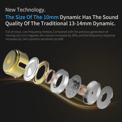 KZ ZSN Pro Ring Iron Hybrid Drive Metal Auri...