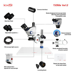 Microscopio estéreo con Zoom Kaisi TX-350E V...