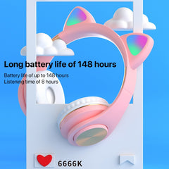 Auriculares Bluetooth con orejas de gato y luz