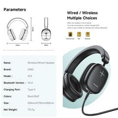 Auriculares estéreo inalámbricos Bluetooth V5.4 de alta fidelidad awei AT6
