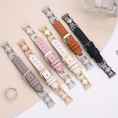 Correa de reloj híbrida de metal y cuero con...