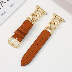 Correa de reloj híbrida de cuero y metal con...