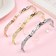Pulsera fina de acero inoxidable con diamant...