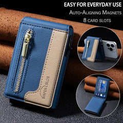 Cartera para tarjetas MagSafe con cremallera y bloques de color BFK31