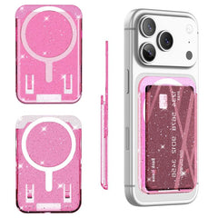 Bolsa con adhesivo magnético para la parte trasera del teléfono y ranuras para tarjetas.