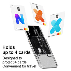 Bolsa con adhesivo magnético para la parte trasera del teléfono y ranuras para tarjetas.