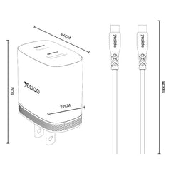 Yesido PD35W, kit de cargador rápido USB tip...