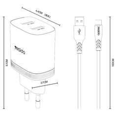Cargador Yesido YC104 de 12 W y 2,4 A con do...