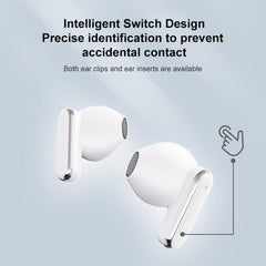 Auriculares inalámbricos Bluetooth duales, con clip y de uso intrauditivo.