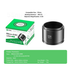 Lente 2uul MS05 55MM WD172 0.5X para microsc...