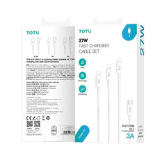 Juego de cables de datos TOTU GTZB01-PD Series de 27 W, de tipo C a 8 pines.