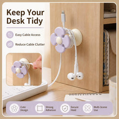 Organizador de cables con forma de flor