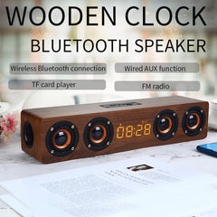 W8C Reloj de madera Subwoofer Altavoz Blueto...