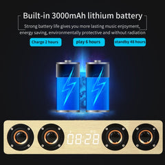 W8C Reloj de madera Subwoofer Altavoz Blueto...