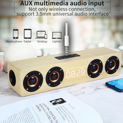 W8C Reloj de madera Subwoofer Altavoz Blueto...