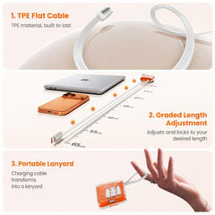 Estuche de almacenamiento para cable de carga retráctil multifuncional de 100 W