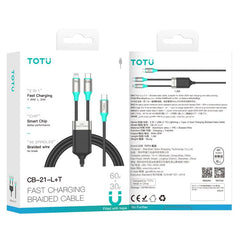 TOTU CB-21-L+T 1.2m 2-in-1 Type-C to 8 Pin +...