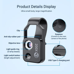 APEXEL APL-MS002BK 200X HD Microscopio portá...