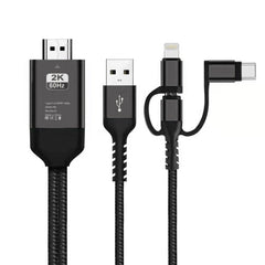 Cable Micro USB 3 en 1 + USB-C / Tipo-C + 8 pines a HDMI HDTV