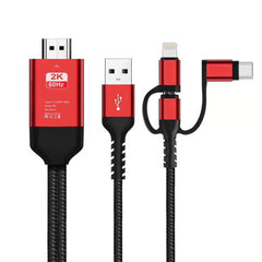 Cable Micro USB 3 en 1 + USB-C / Tipo-C + 8 pines a HDMI HDTV