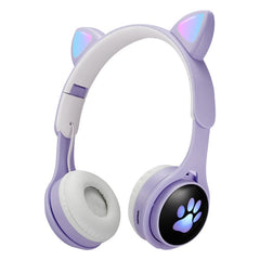 Auriculares Bluetooth luminosos coloridos con orejas de gato B30