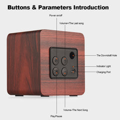 Q1 Mini Altavoz Bluetooth Inalámbrico Mega Bass Portátil de Madera