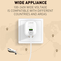 LDNIO A201 2.4A Doble cabezal de carga USB C...