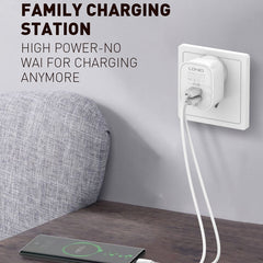 LDNIO A201 2.4A Doble cabezal de carga USB C...