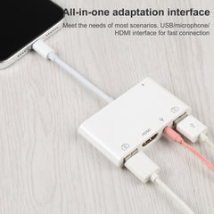 Adaptador 4 en 1 de 8 pines a USB dual + AUX de 3,5 mm + HDMI OTG