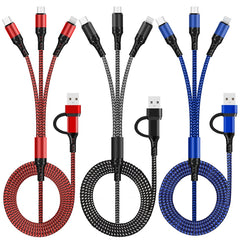 Cable de datos de carga rápida trenzado bicolor 5 en 1 3A 1,2 m