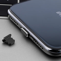 2 conectores antipolvo de metal con puerto de carga de 8 pines para iPhone