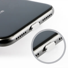 2 conectores antipolvo de metal con puerto de carga de 8 pines para iPhone