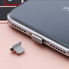 2 conectores antipolvo de metal con puerto de carga de 8 pines para iPhone