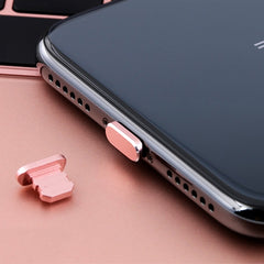 2 conectores antipolvo de metal con puerto de carga de 8 pines para iPhone