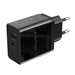 awei C-980 Cargador de viaje rápido tipo C + USB de 18 W, enchufe UE