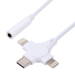Cable adaptador doble de 8 pines + USB-C/Tipo-C macho a hembra de 3,5 mm