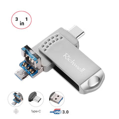 Richwell 3 en 1 16G Tipo-C + Micro USB + Disco flash USB 3.0