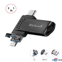 Richwell 3 en 1 32G Tipo-C + Micro USB + Disco flash USB 3.0