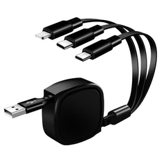 Cable de carga retráctil USB 3 en 1 de 1,2 m