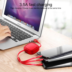 Cable de carga retráctil USB 3 en 1 de 1,2 m