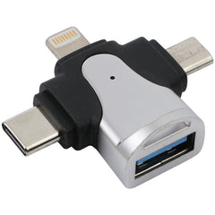Adaptador 3 en 1 de 8 pines + Tipo-C + Micro USB a USB 3.0 hembra