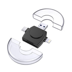 X-Flash R01 3 en 1 8 pines + USB-C / Type-C + Interfaz Micro USB Lector de tarjetas SD / TF