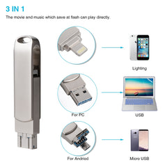 Richwell 3 en 1 128G Micro USB + 8 pines + U...
