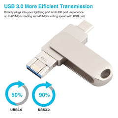 3 en 1 64G Micro USB + 8 pines + disco flash...