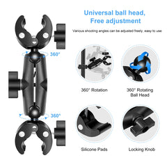 Abrazadera de cangrejo para motocicleta, soporte de cabeza de bola de montaje fijo para GoPro
