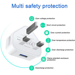 Cargador USB con enchufe británico de 5 V/1 A