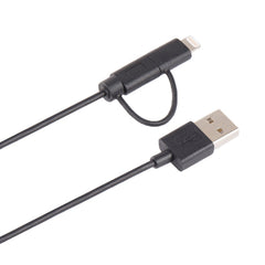 Cable MFI 2 en 1 de 8 pines + Micro USB 2.0 macho a USB de 1m